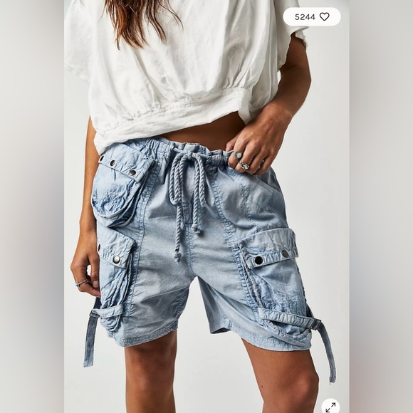 Free people moon Bay Parachute Shorts in blue - small - NWOT - Picture 2 of 8